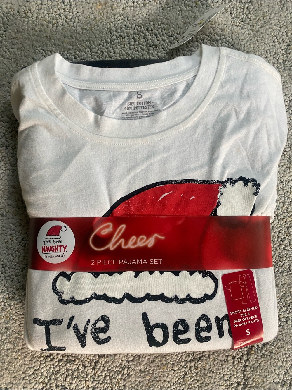 NWT - White 'I've Been Naughty' Holiday Pajama Top - micro fleece pajama pants
